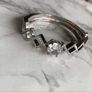 Silver cuff bracelet with crystals